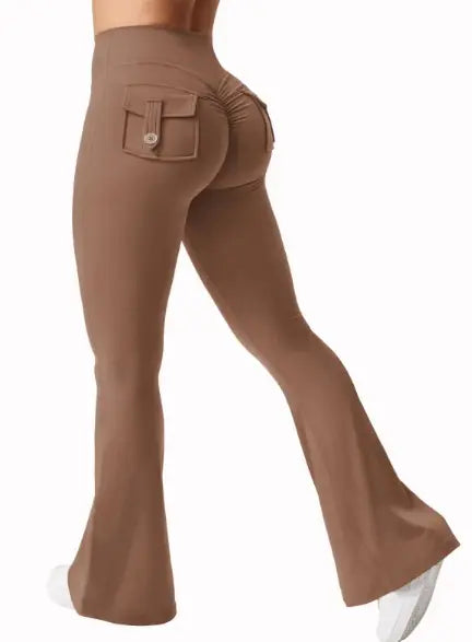 Women’s Wide-Leg High-Stretch Yoga Leggings with Back Pockets