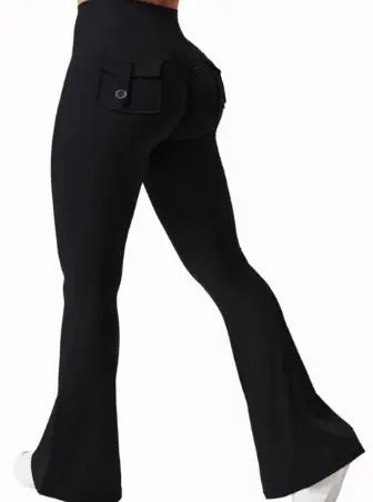 Women’s Wide-Leg High-Stretch Yoga Leggings with Back Pockets
