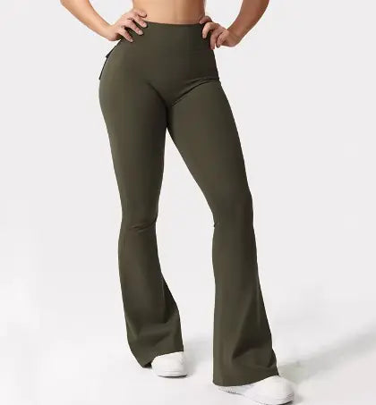 Women’s Wide-Leg High-Stretch Yoga Leggings with Back Pockets