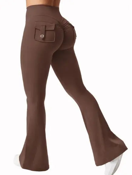 Women’s Wide-Leg High-Stretch Yoga Leggings with Back Pockets